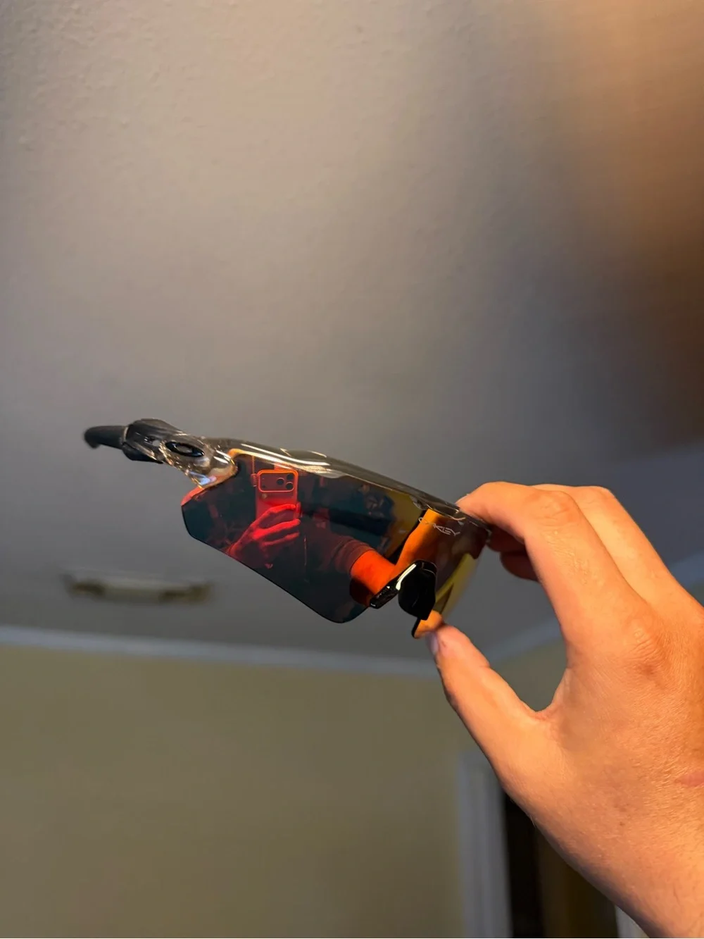 Sport Shield Sunglasses with Red Mirrored Lens Oakleys